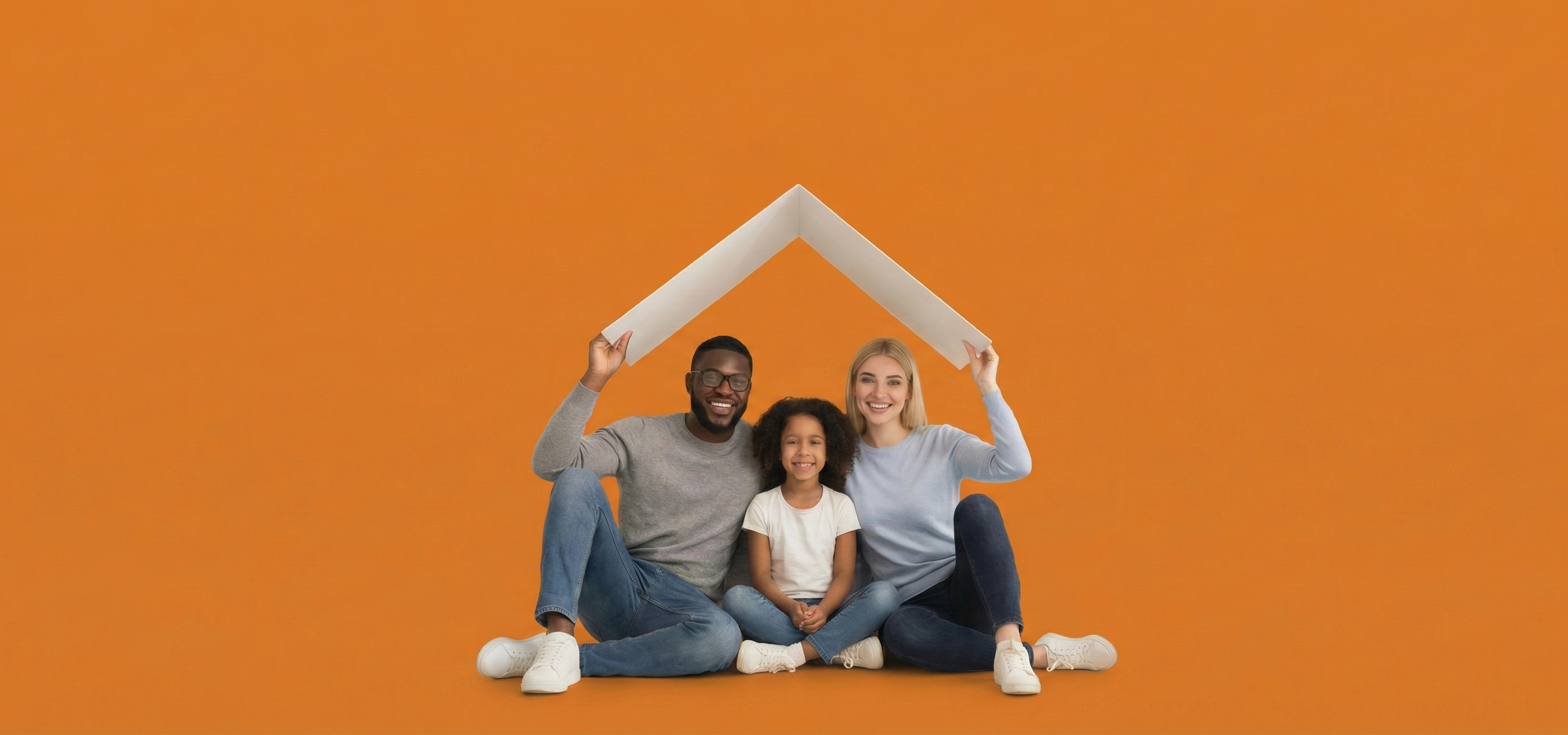 Family holding a roof together